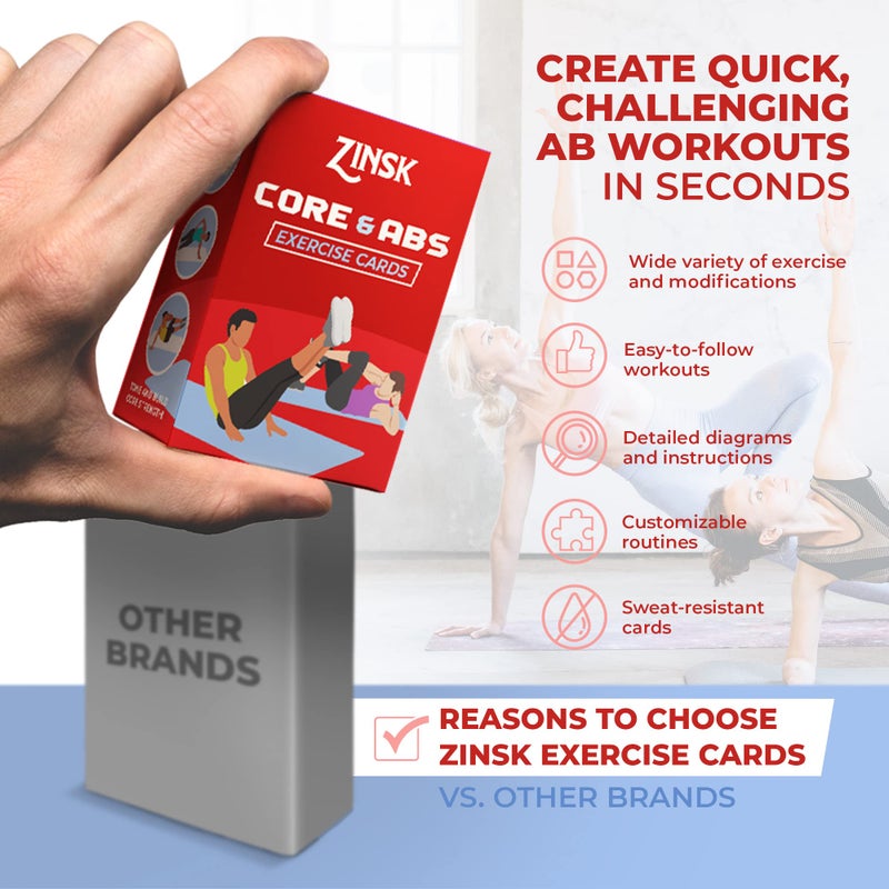 Zinsk Abs and Core Exercise Cards – 75+ Workout Cards to Help Build Core Strength, Stability, Outdoor, Work from Home Fitness Workout - Image 5