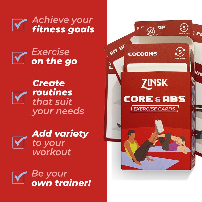 Zinsk Abs and Core Exercise Cards – 75+ Workout Cards to Help Build Core Strength, Stability, Outdoor, Work from Home Fitness Workout - Image 2