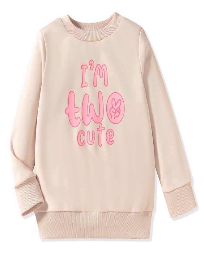 CPEI Toddler Girl 2nd Birthday Outfits Im Two Cute Sweatshirt 2 Year Old Birthday Girl Sweatshirt (US, Age, 2 Years, Beige) - Image 1