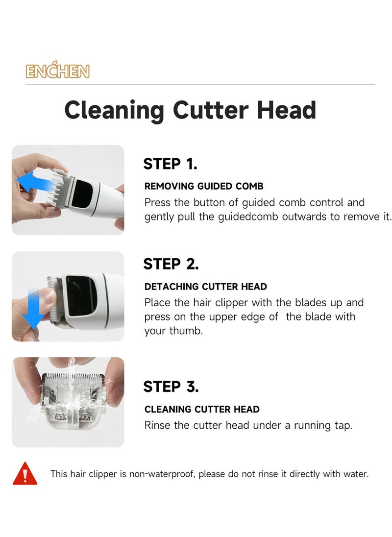 Hair Trimmer Men, Rechargeable Beard Trimmer with Travel Lock and Battery Indicator, Hair Clipper Supporting TYPE-C Rapid Charging，200 Mins Runtime and Cordless Use Boost 2- White
