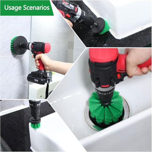 DOUSHI 10 Pcs Plastic Power Scrubber Brush Attachment Set, for Bathroom, Floor, Kitchen, Car (Green, Drill Not Included) - Image 5
