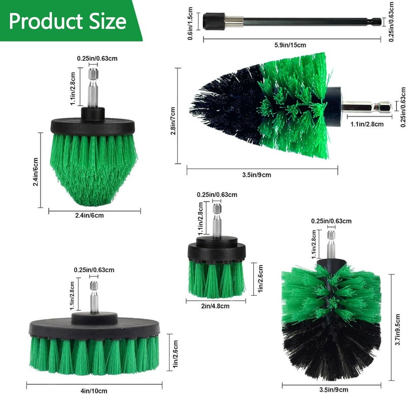 DOUSHI 10 Pcs Plastic Power Scrubber Brush Attachment Set, for Bathroom, Floor, Kitchen, Car (Green, Drill Not Included) - Image 2