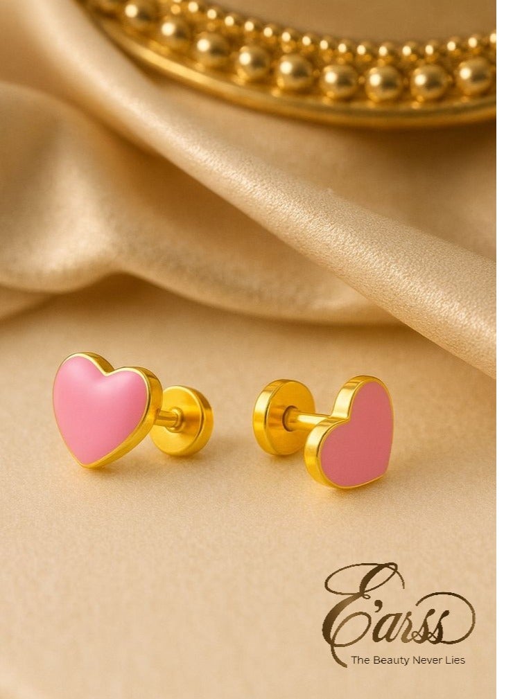 Earss Gold Stud Earrings For Kids, Stainless Steel, Hypo Allergenic | Gold Plated Bundle (2 sets) - Image 3