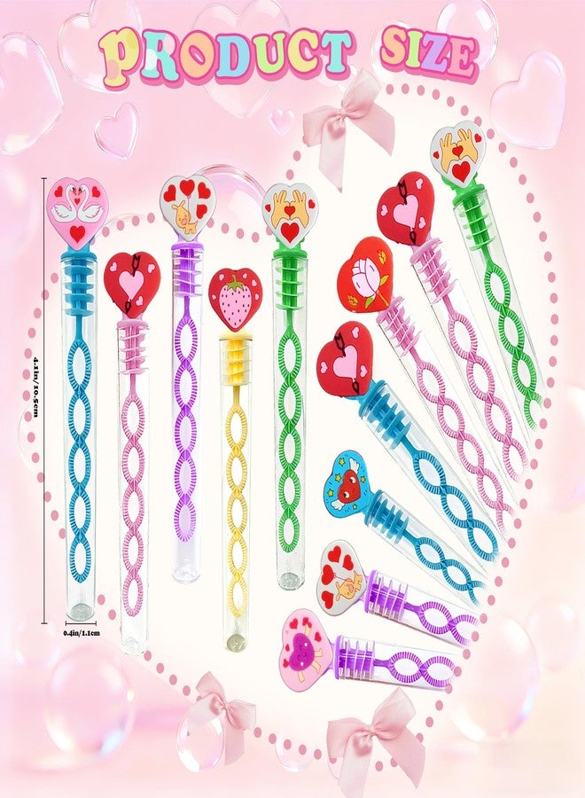 Roaqua （24 Packs Love ） Bulk mini Heart Shape Bubble Wands,Wedding Wands,for Kids Toys,Valentine's Day Gifts,Valentine Party Favors,Holiday Classroom Students Bubble Prize - Image 3