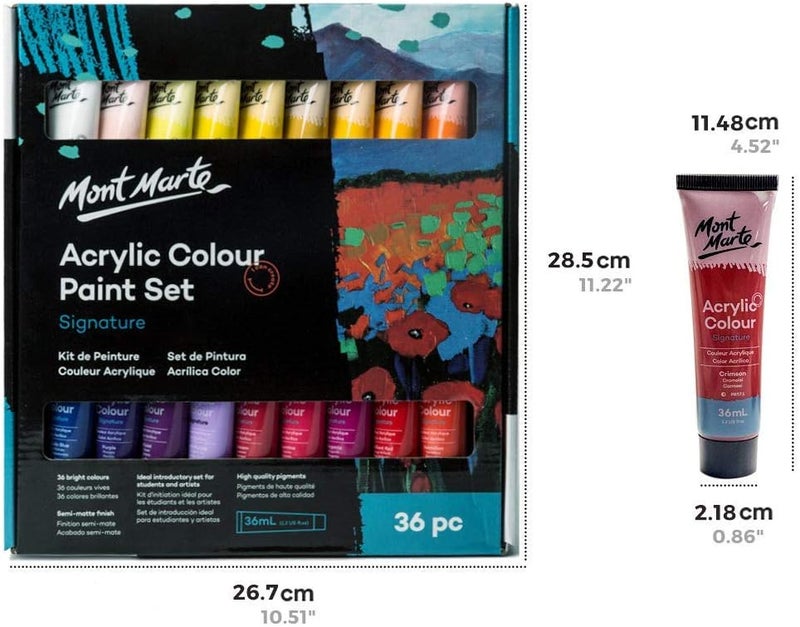 Mont Marte Acrylic Colour Paint Set - 36 x 36ml Tubes - Image 2