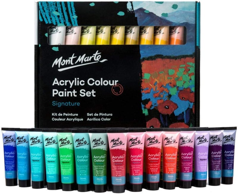 Mont Marte Acrylic Colour Paint Set - 36 x 36ml Tubes - Image 1