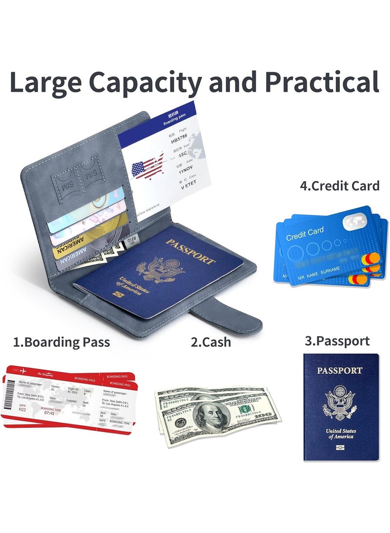 Passport Holder for Travel Essentials, Passport Wallet Cover Case for Travel Must Haves Accessories,Passport Book Holders for Women and Men Grey  - Image 3