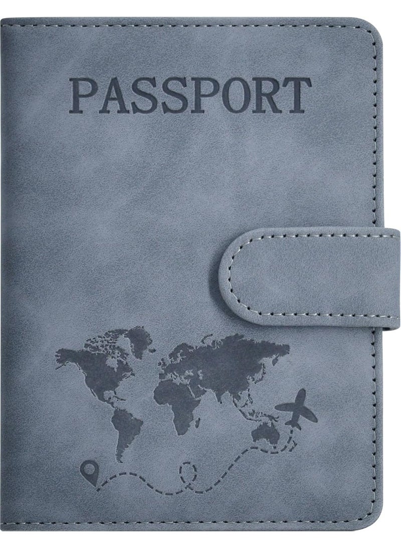 Passport Holder for Travel Essentials, Passport Wallet Cover Case for Travel Must Haves Accessories,Passport Book Holders for Women and Men Grey  - Image 1