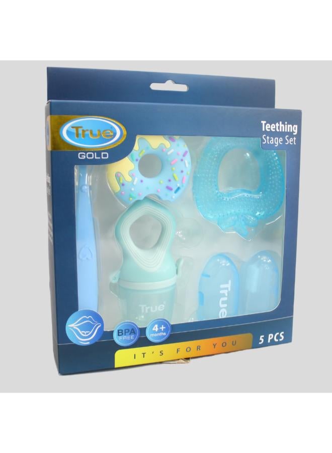 ترو طقم أسنان الأطفال True Gold مكون من 5 قطع، أزرق، 4 أشهر+ - Image 1