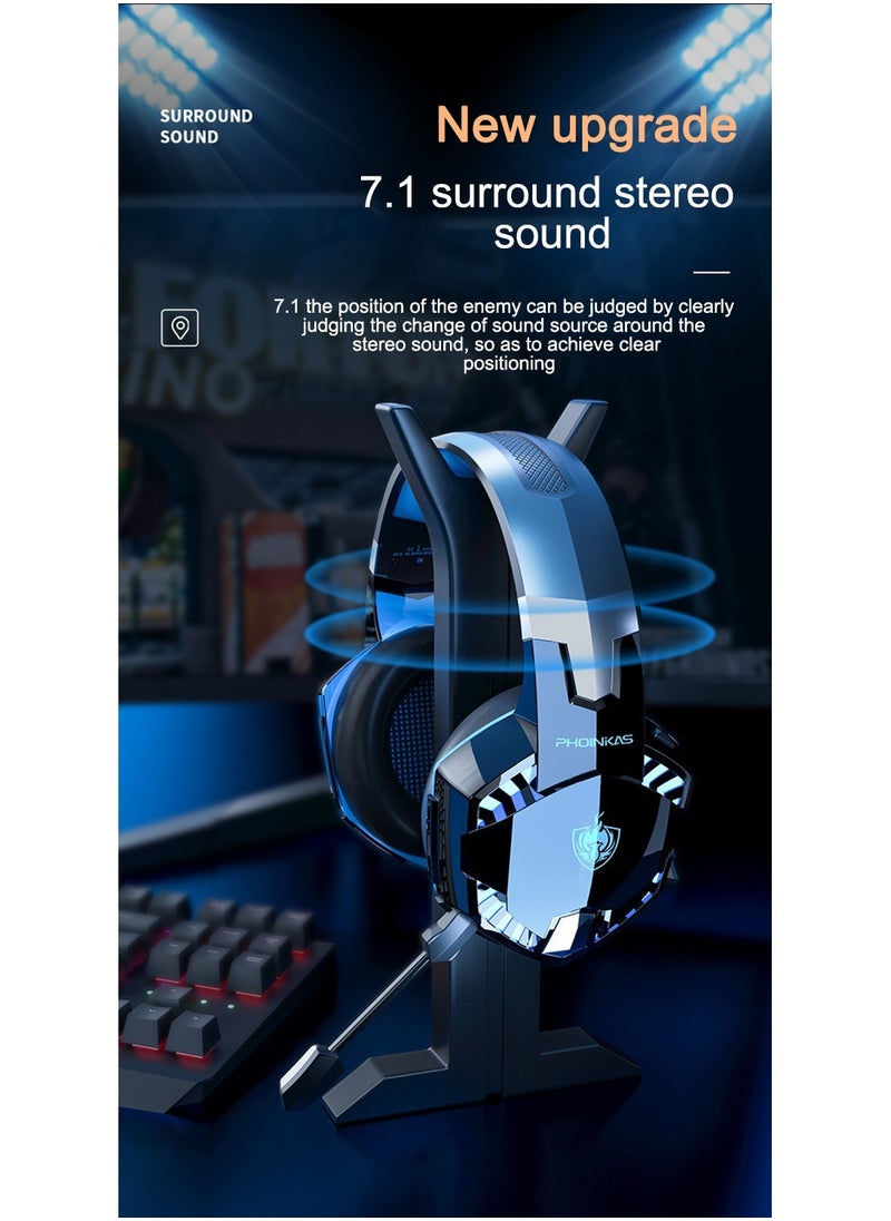 PHOINIKAS - PS4 Gaming Headset for Xbox One, PS5, PC, G2000PRO Wired Over Ear Headphones with Detachable Noise Cancelling Mic, Bluetooth Wireless Earphones for Phone, One-Click 7.1 Sound, Up to 12h - Image 1