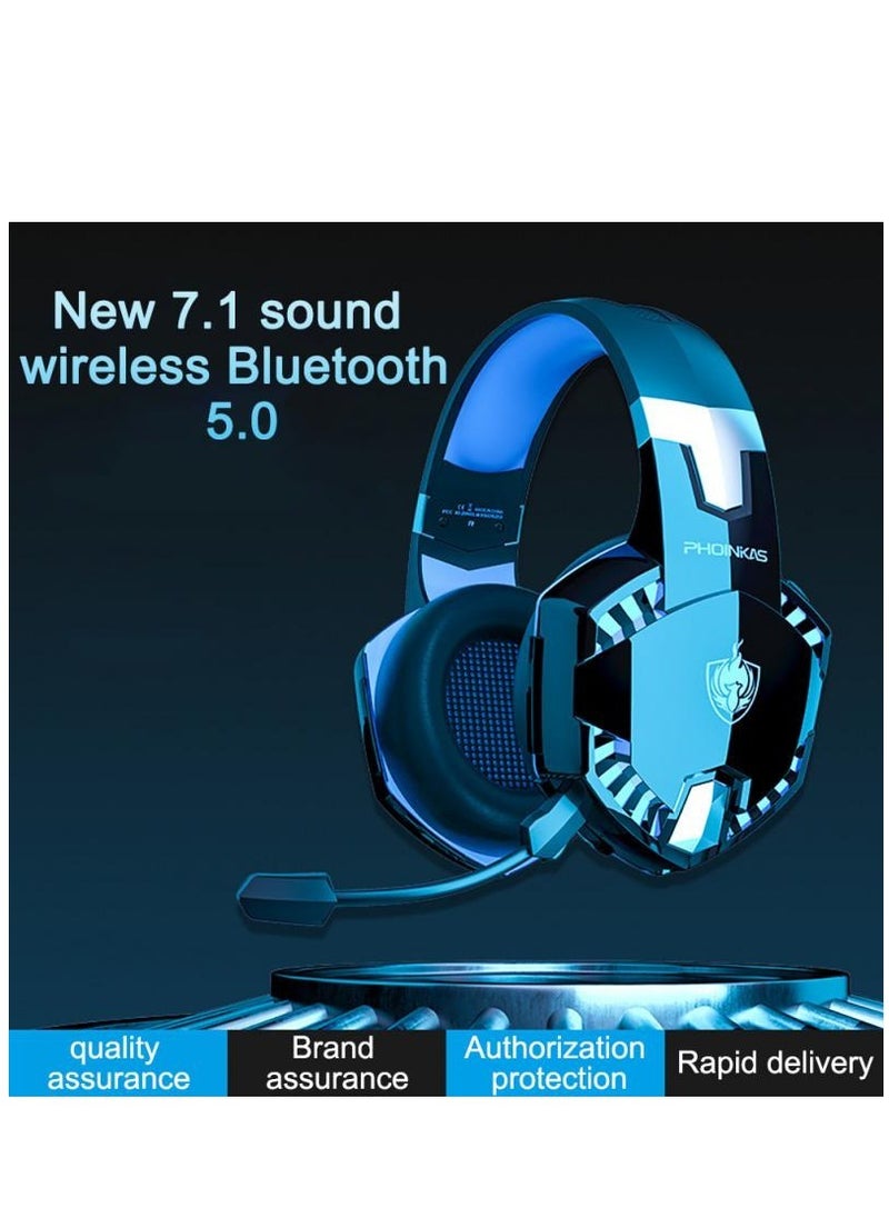 PHOINIKAS - PS4 Gaming Headset for Xbox One, PS5, PC, G2000PRO Wired Over Ear Headphones with Detachable Noise Cancelling Mic, Bluetooth Wireless Earphones for Phone, One-Click 7.1 Sound, Up to 12h - Image 1