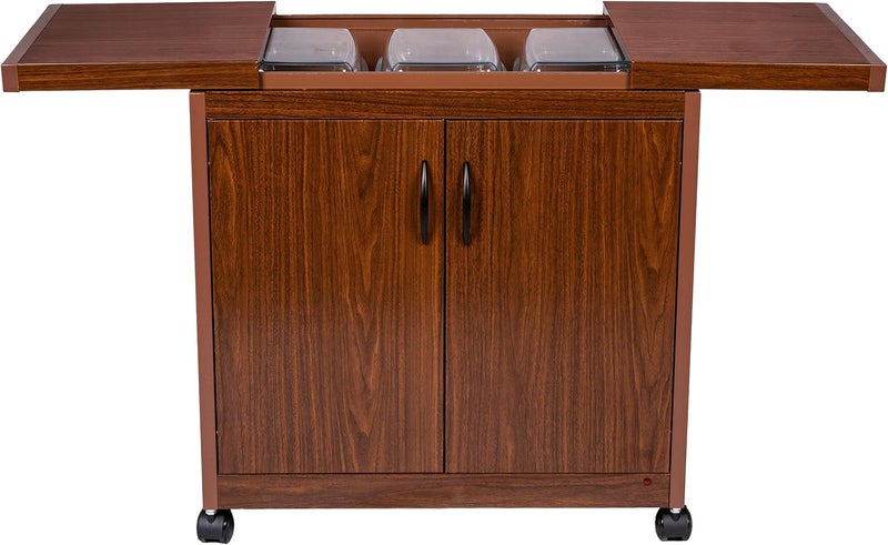 Gorenje Wolf Power Freestanding 3 Dish Food Warmer Trolley With Slide Cover, Mahogany, WPS6232DB WPS6232DB Mahagony - Image 2