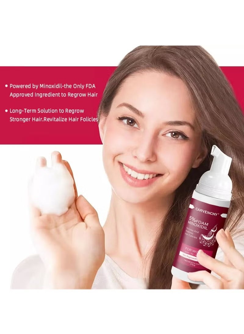 CARVENCHY - 5% Minoxidil Foam for Hair Thinning and Hair Loss, Revivies And Restores Hair Follicles,Hair Growth Treatment for Women's Thicker and Fuller Hair,Easy-to-use Foam 2 Pack of 60g - Image 1