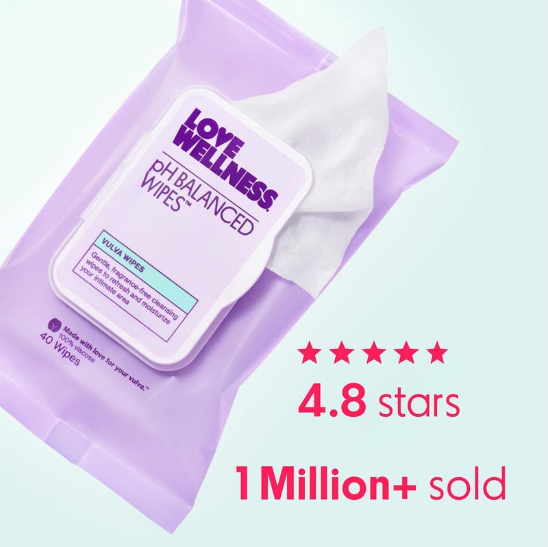Love Wellness pH Balancing Wipes for Women Feminine Hygiene for Cleansing with Aloe Vera FragranceFree Intimate Health Moisturizing Soothing Calming for Sensitive Skin Travel Size 2Pack - Image 5
