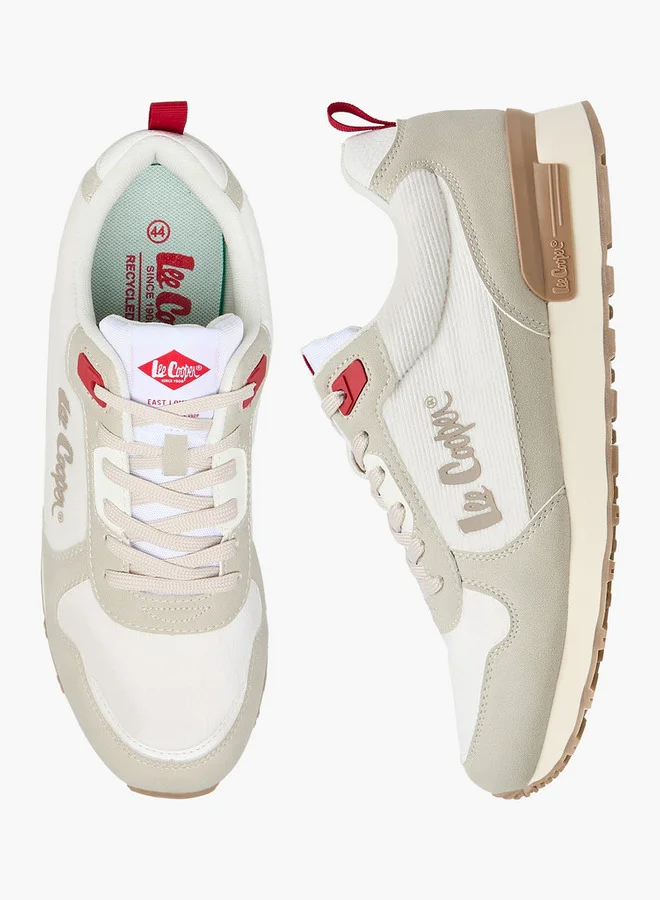 Lee Cooper Men's Panelled Lace-Up Sneakers with Pull Tabs