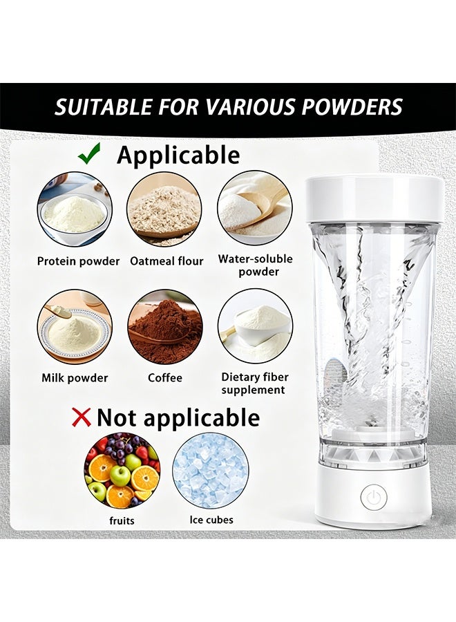 YelaJoy Shaker Bottles for Protein Shakes Mixes, Automatic Coffee Stirring Cup, Portable Mixer Cups and Blender Bottles Battery Powerful Mixer Cup 15 oz,Food grade material (White) - Image 3