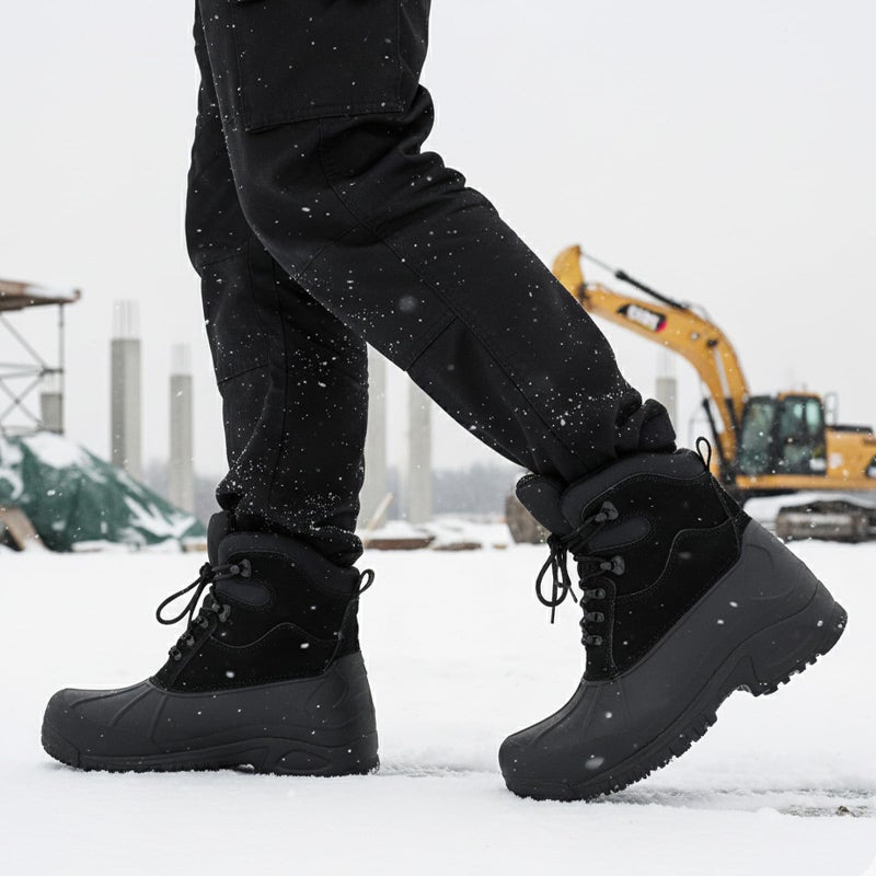 Furuian Winter Steel Toe Work Boots for Men Insulated Waterproof Work Boots for Men Steel Toe Shoes Mens Winter Snow Duck Booties - Image 2