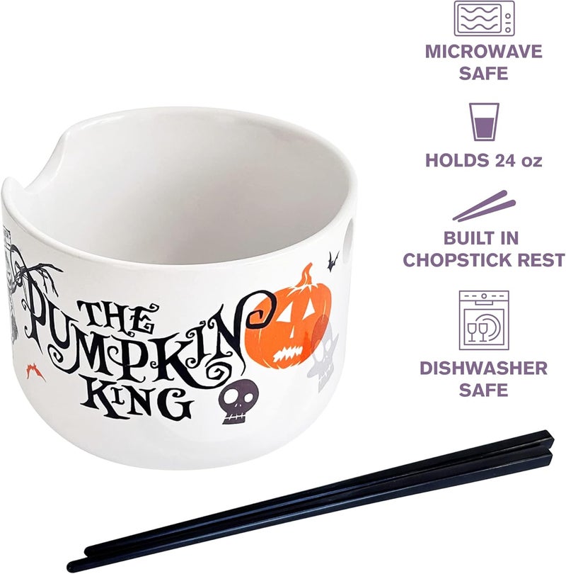 Katalyst Licensing & Promotions Inc. Nightmare Before Christmas The Pumpkin King Ramen Bowl and Chopsticks Set Halloween Decor Noodle Bowl - Image 2