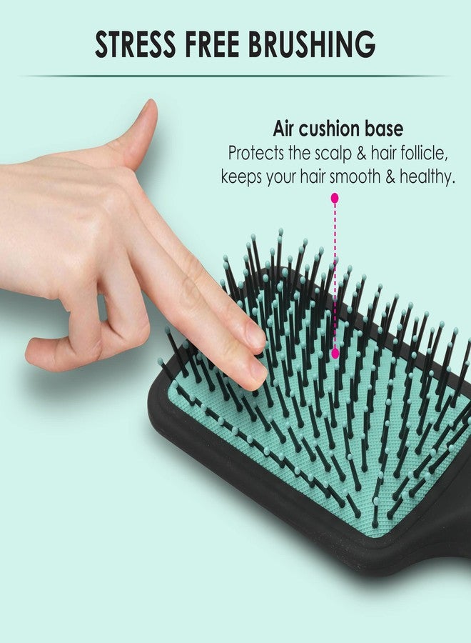 AGARO Classic Paddle Hair Brush with Strong & Flexible Nylon Bristles having Anti-static Ball Tips, For Grooming, Straightening, Smoothing, Detangling Hair, Ideal for Men & Women, Cyan - Image 4