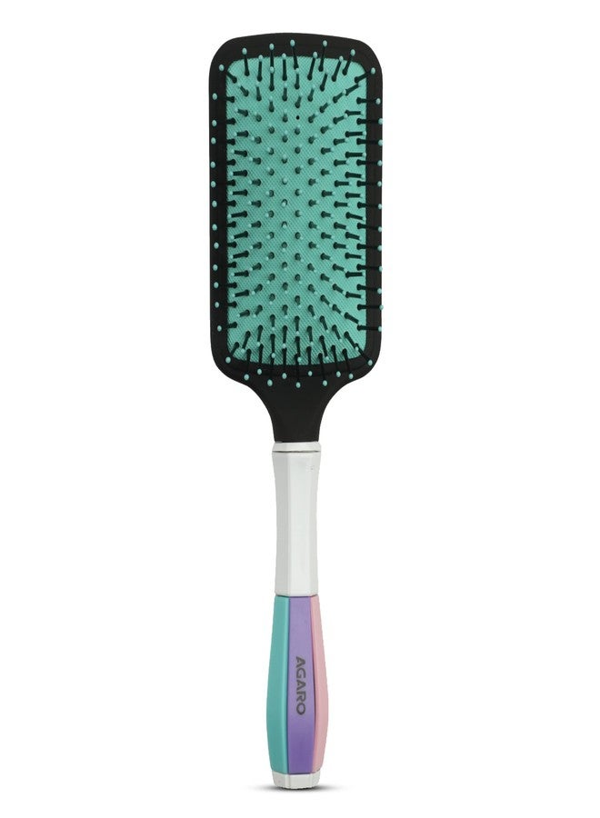 AGARO Classic Paddle Hair Brush with Strong & Flexible Nylon Bristles having Anti-static Ball Tips, For Grooming, Straightening, Smoothing, Detangling Hair, Ideal for Men & Women, Cyan - Image 1