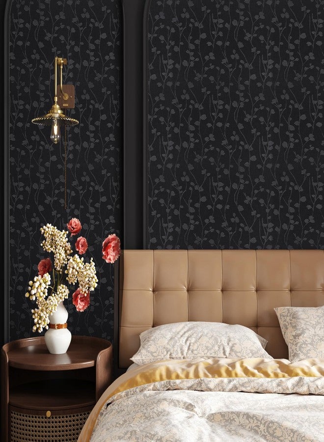 CRE8TIVE 12"x354" Black Peel and Stick Wallpaper for Bedroom Silk Black Contact Paper Waterproof Self Adhesive Removable Vinyl Wall Paper Embossed Textured Wallpaper for Bathroom Furniture Accent Wall - Image 5