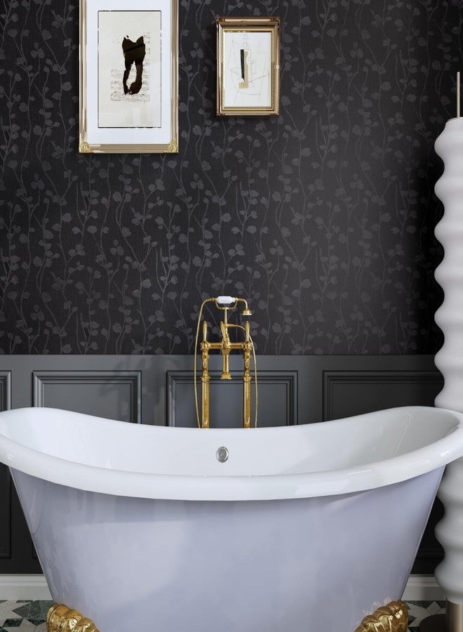 CRE8TIVE 12"x354" Black Peel and Stick Wallpaper for Bedroom Silk Black Contact Paper Waterproof Self Adhesive Removable Vinyl Wall Paper Embossed Textured Wallpaper for Bathroom Furniture Accent Wall - Image 4