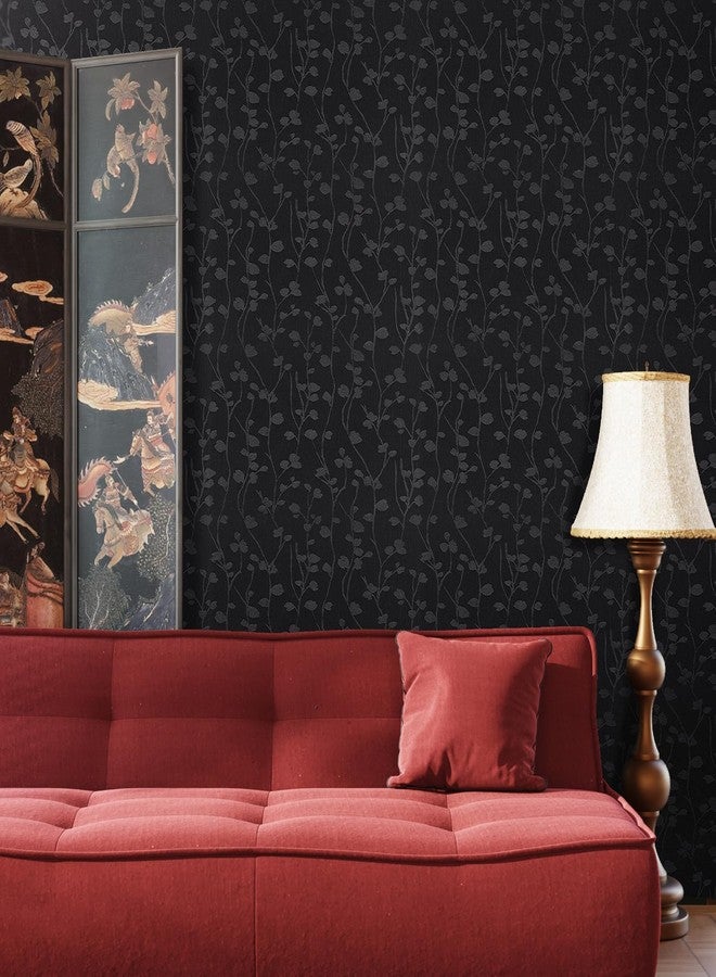 CRE8TIVE 12"x354" Black Peel and Stick Wallpaper for Bedroom Silk Black Contact Paper Waterproof Self Adhesive Removable Vinyl Wall Paper Embossed Textured Wallpaper for Bathroom Furniture Accent Wall - Image 3