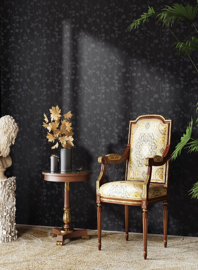 CRE8TIVE 12"x354" Black Peel and Stick Wallpaper for Bedroom Silk Black Contact Paper Waterproof Self Adhesive Removable Vinyl Wall Paper Embossed Textured Wallpaper for Bathroom Furniture Accent Wall - Image 2