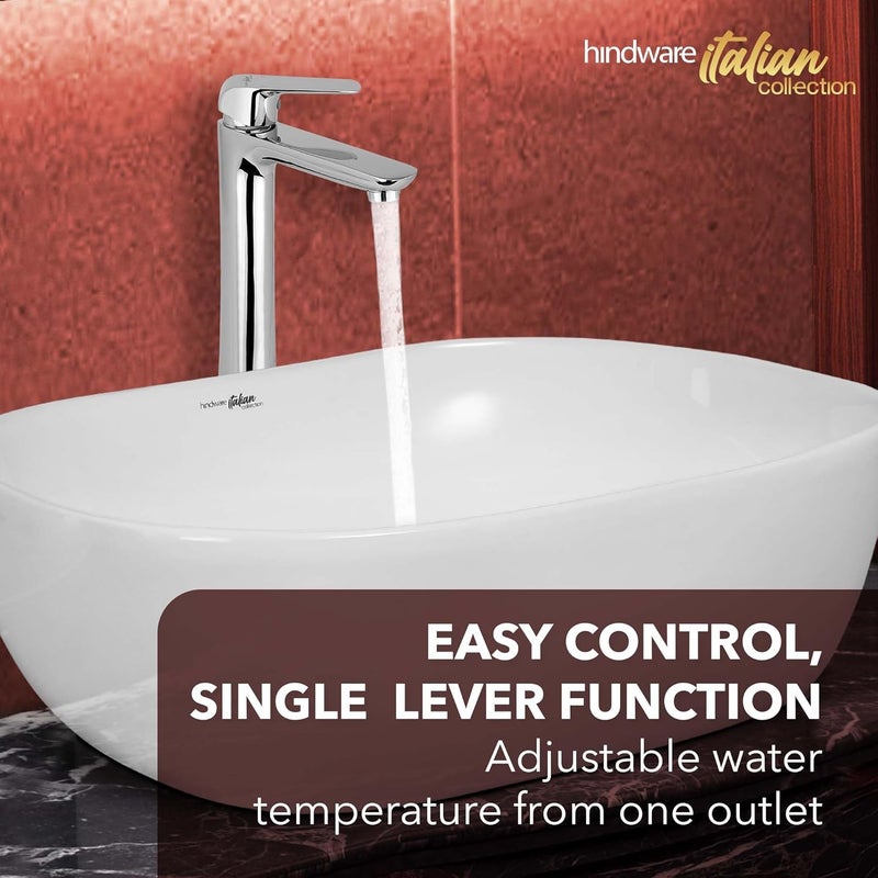 Hindware Italian Collection F400014CP Single Lever Basin Mixer for Bathroom Made of Virgin Brass Tall Body for Better Reach - Image 2