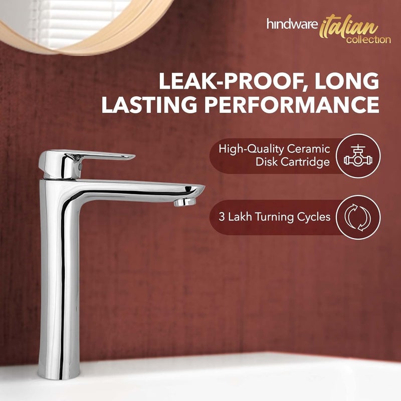Hindware Italian Collection F400014CP Single Lever Basin Mixer for Bathroom Made of Virgin Brass Tall Body for Better Reach - Image 3