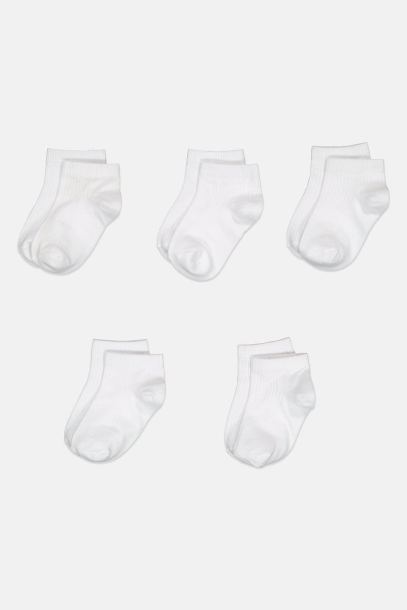 bebe Toddlers Girl 5 Pairs Plain Ankle Socks, White  - Image 2