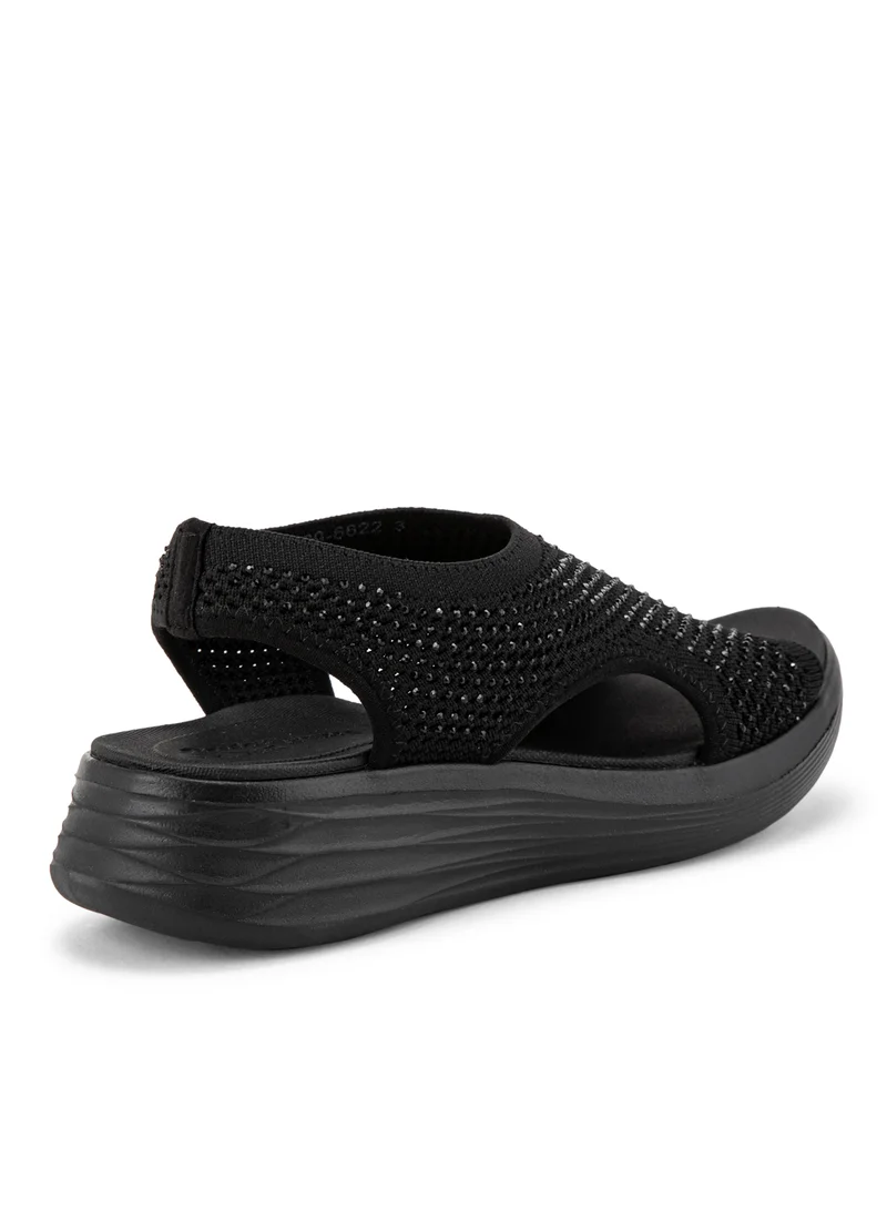Bata Black Knit Slip-On Comfort Sandals for Women | Best Price UAE