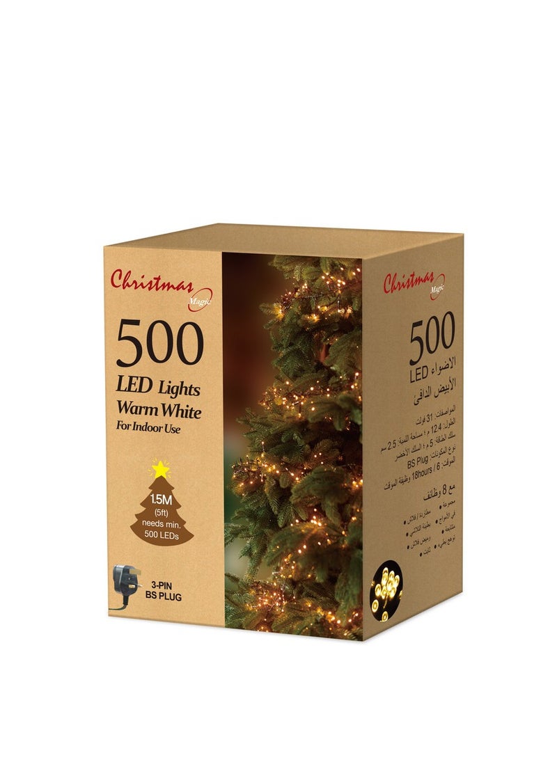 Party Magic 500 مصباح LED لعيد الميلاد باللون الأبيض الدافئ