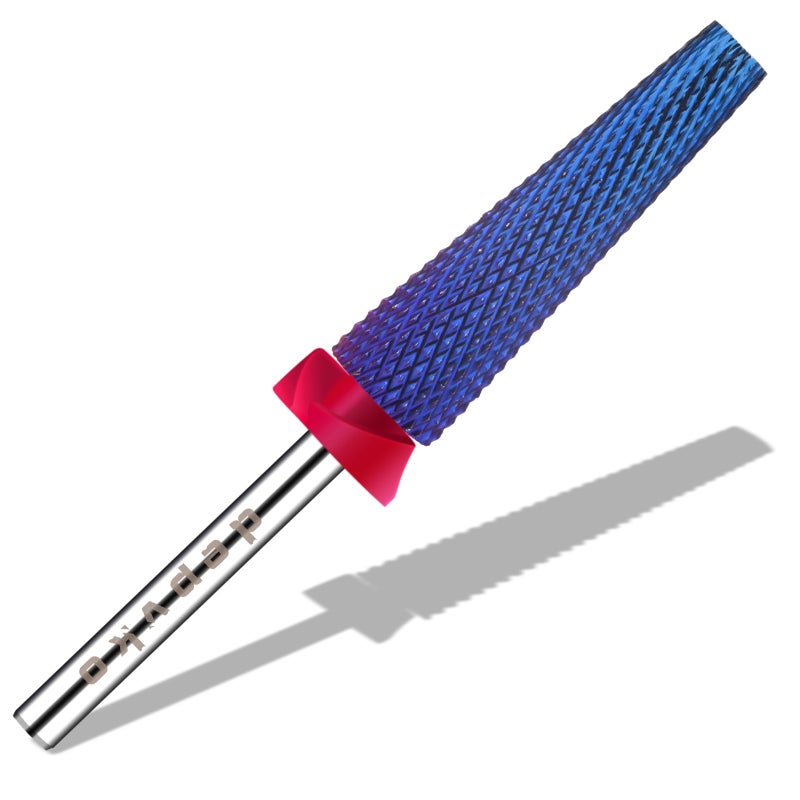 Depvko Super Long 5 in 1 Nail Drill Bits, 3/32'' Carbide Tungsten Bits, Two Way Rotate Professional Advanced Safety Bits for Nail, Fast Remove for Manicure Pedicure (Long 5in1-Purple, Fine-F) - Image 1
