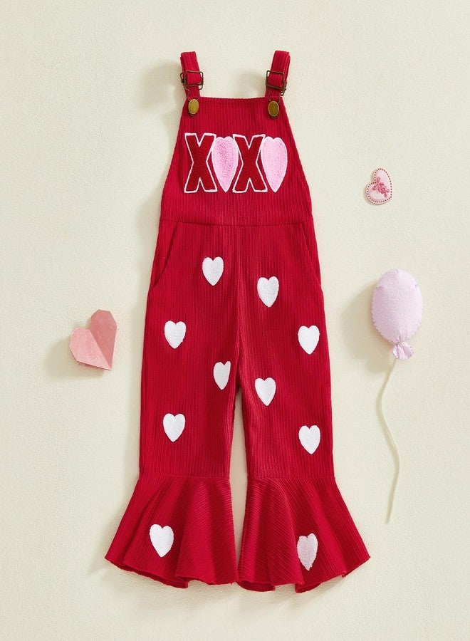 Rtnnsbbfcm Toddler Baby Girl Valentines Outfit Love Heart Overalls Kids Bell Bottoms Little Girls Spring Clothing, Heart, 6-12 Months - Image 5