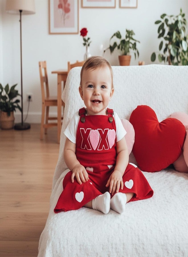 Rtnnsbbfcm Toddler Baby Girl Valentines Outfit Love Heart Overalls Kids Bell Bottoms Little Girls Spring Clothing, Heart, 6-12 Months - Image 3