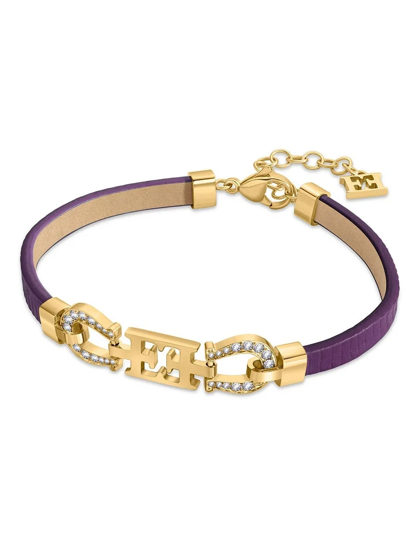 إسكادا Zoe Purple Leather Bracelet with Logo and Horseshoe Charms Luxurious and Fortunate Design