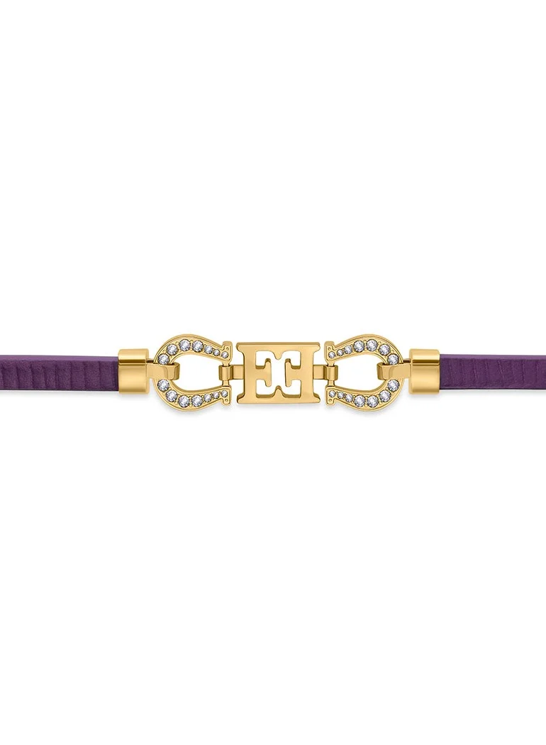 إسكادا Zoe Purple Leather Bracelet with Logo and Horseshoe Charms Luxurious and Fortunate Design