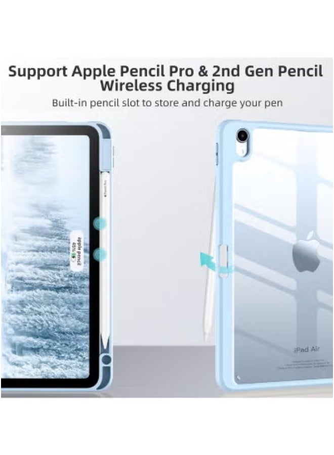 JAJEEK iPad Air 11 Inch Case (M2, 2024) – Slim Lightweight Protective Cover with Clear Hard Back and Built-in Pencil Holder – Compatible with iPad Air 6th Gen (2024), 5th Gen (2022), 4th Gen (2020) – Shockproof, Auto Sleep/Wake, Soft TPU Edge – Sky Blue - Image 2