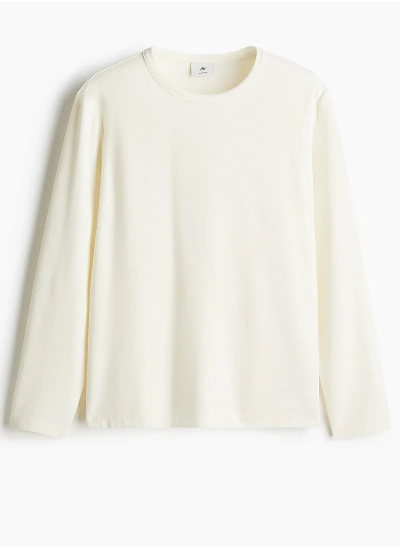 H&M Regular Fit Long-Sleeved Waffled Top