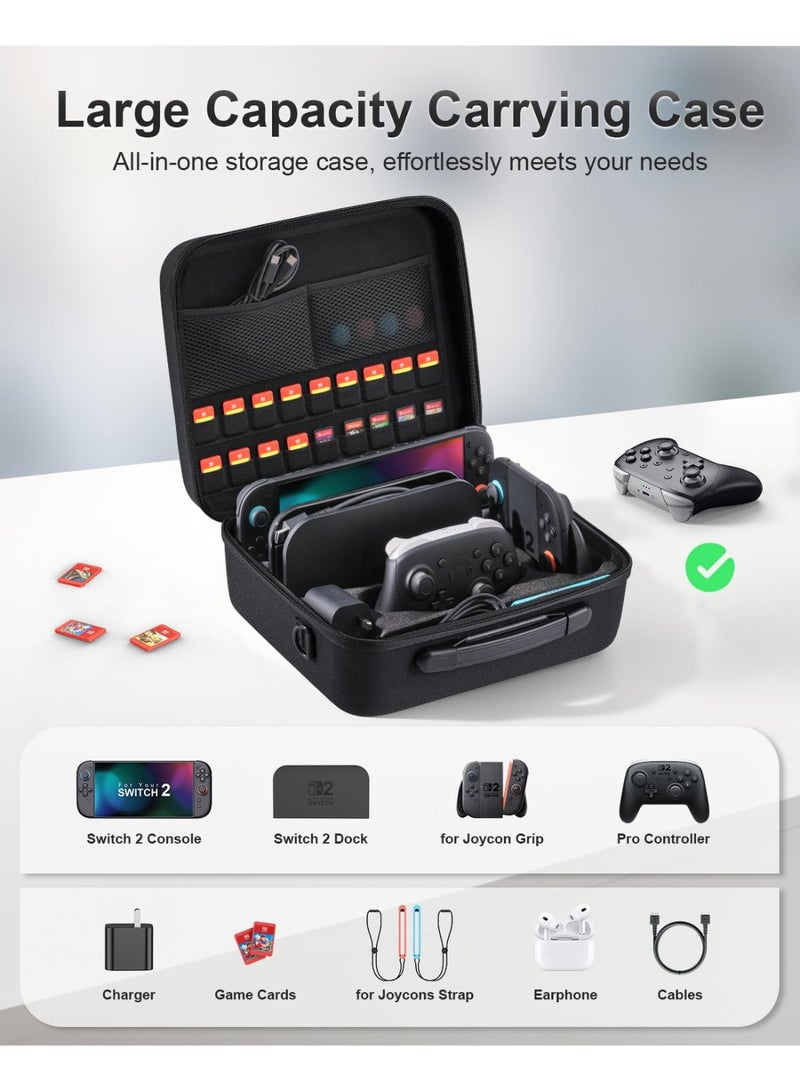STARTRC GAMES Carrying Case for Nintendo Switch 2 (2025), Large All in One Hard Travel Case with Game Card Slots, Portable Protective Carry Bag for Switch 2 Accessories, Pro Controller and Other Accessories - Image 3