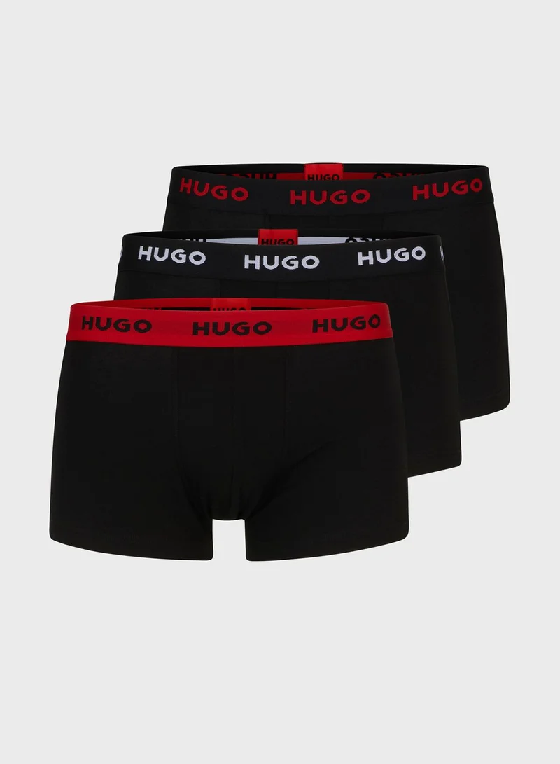 HUGO 3 Pack Logo Band Trunks