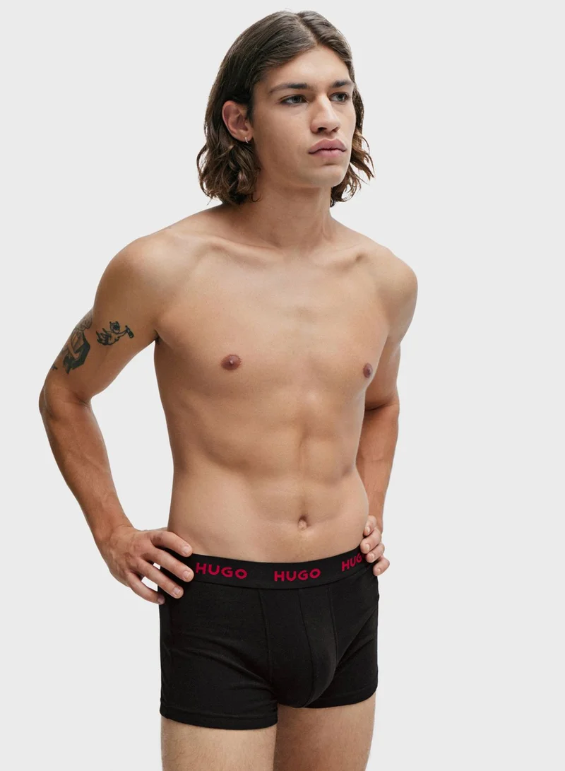HUGO 3 Pack Logo Band Trunks
