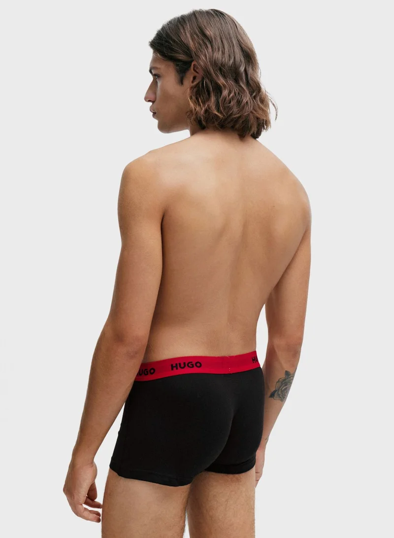 HUGO 3 Pack Logo Band Trunks