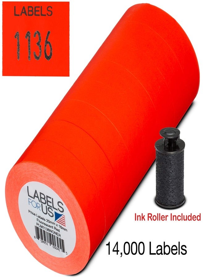 Labels for Us ملصقات لجهاز طباعة الملصقات Monarch 1136 - أحمر فلورسنت - 14000 ملصق - عبوة من 8 لفات - بكرة حبر مرفقة - من إنتاج Labels for Us - Image 4