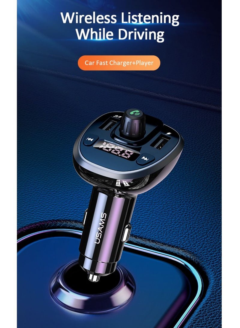 Usams Dual USB 3.4A Digital Screen Display Volatage Wireless FM Blutooth Car Charger 15W - Image 4