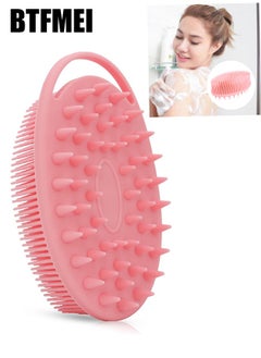 BTFMEI Upgrade 2 in 1 Body Scrubber and Hair Shampoo Brush, Premium Silicone Loofah, Body Brush for Use in Shower, Exfoliating Body Brush, Head Scrubber, Scalp Massager, Wet and Dry, Easy to Clean (Pink)  - Image 1