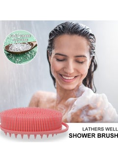 BTFMEI Upgrade 2 in 1 Body Scrubber and Hair Shampoo Brush, Premium Silicone Loofah, Body Brush for Use in Shower, Exfoliating Body Brush, Head Scrubber, Scalp Massager, Wet and Dry, Easy to Clean (Pink)  - Image 2