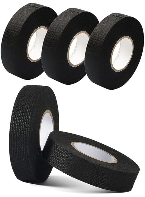 promass 5 Rolls Automotive Wiring Harness Tape,High Temp Wire Harness Wrapping Tape for Auto Electrical Wrap, Protection, Insulation 19mm× 20mBlack