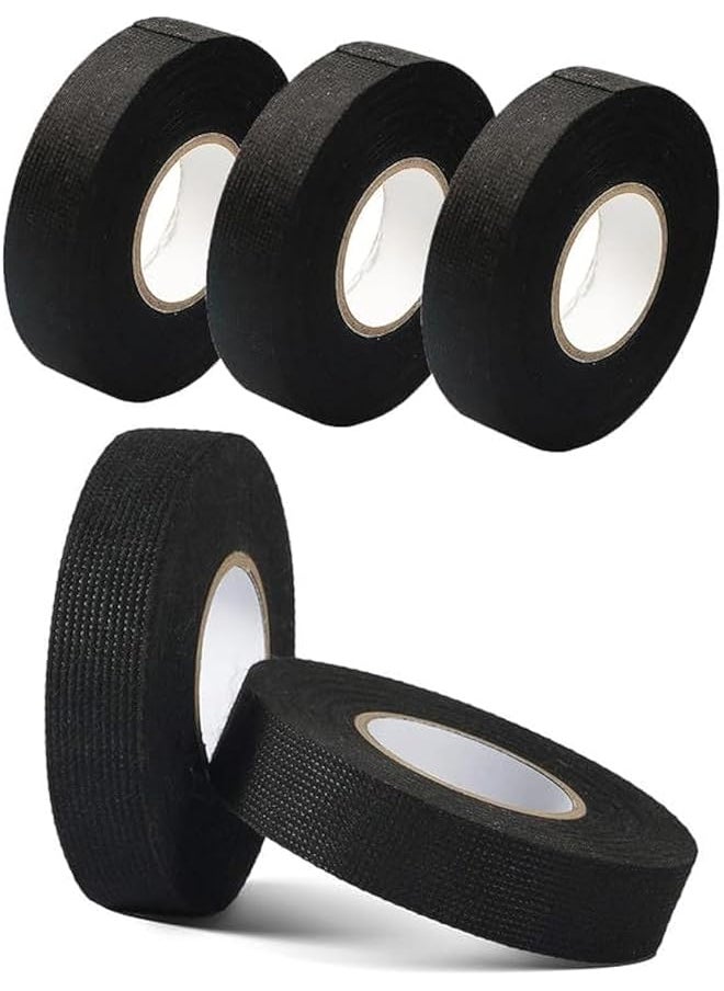 PROMASS - promass 5 Rolls Automotive Wiring Harness Tape,High Temp Wire Harness Wrapping Tape for Auto Electrical Wrap, Protection, Insulation 19mm× 20mBlack - Image 1